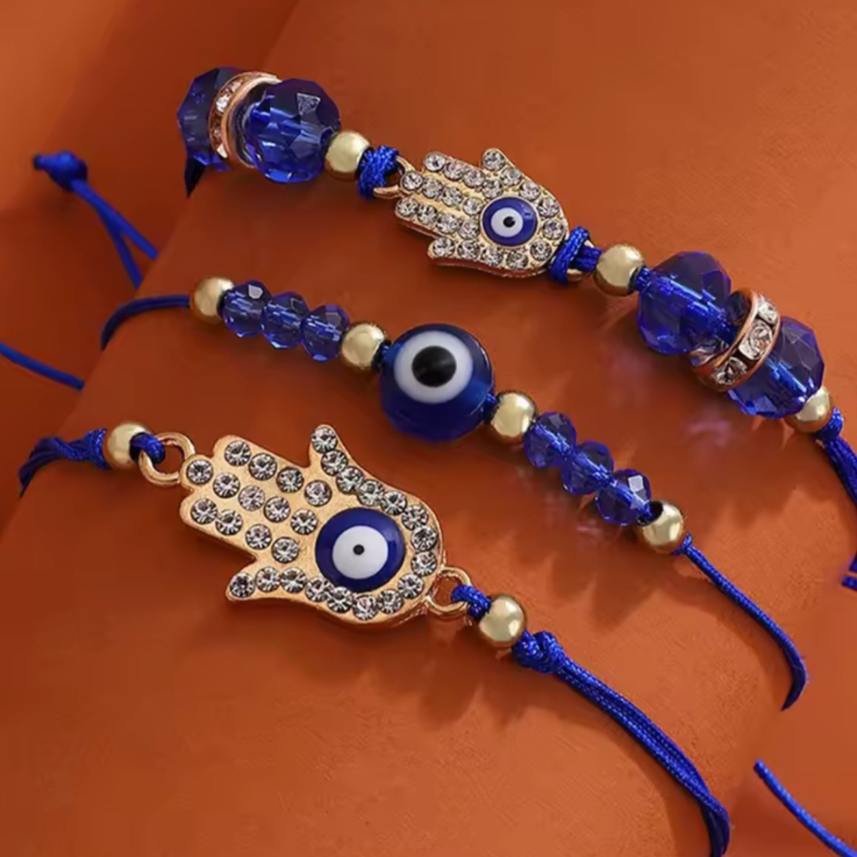 Blue Evil Eye Bracelet 3 Pcs Set