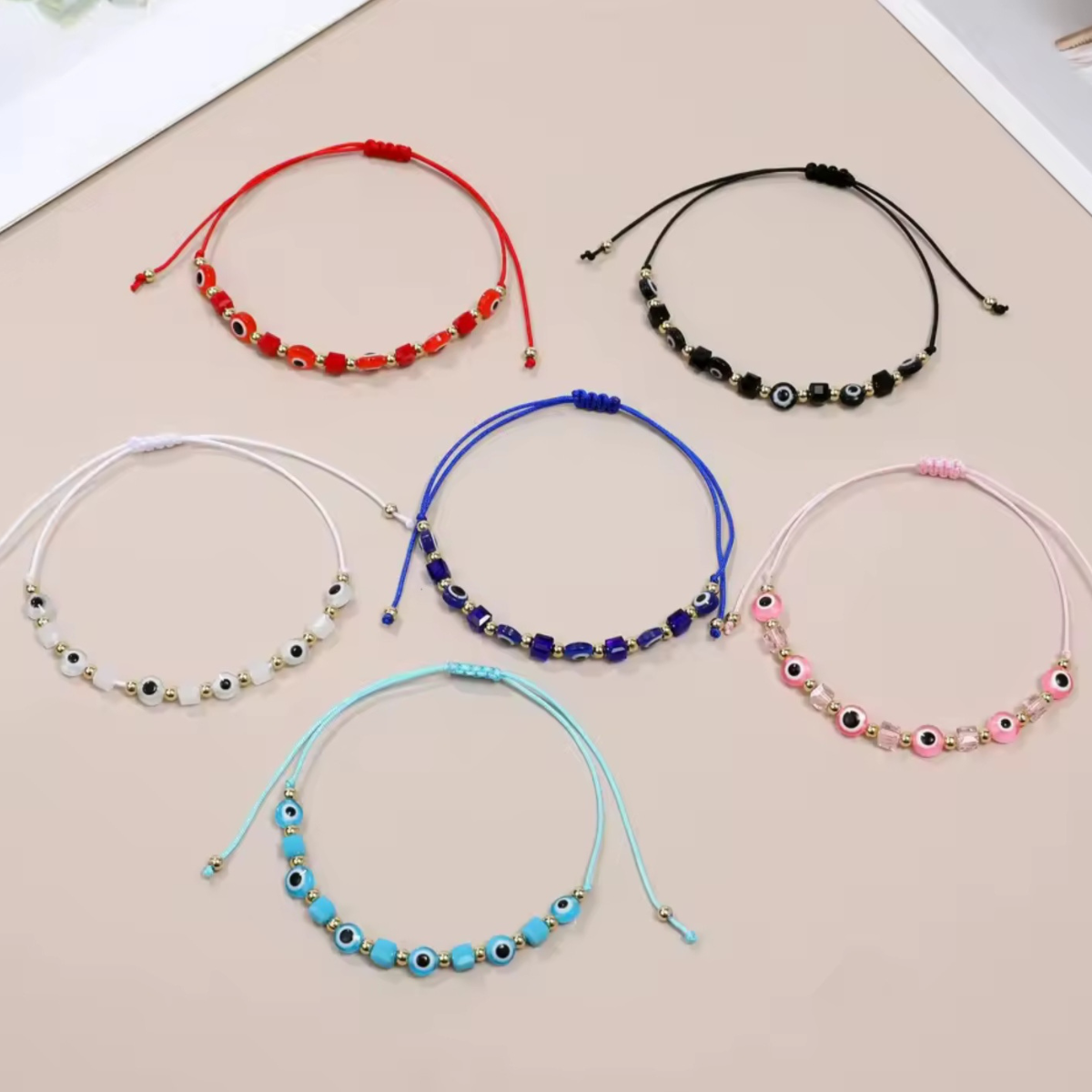 Evil Eye Hand-Knitted  Bracelet