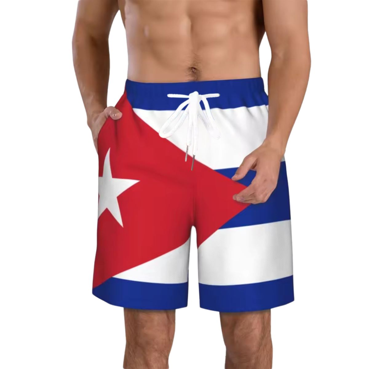 Cuban Flag 3D Printed Drawstring Shorts