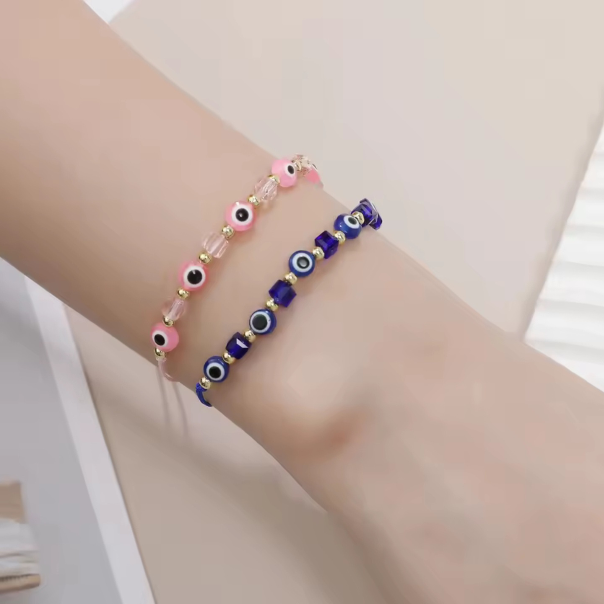 Evil Eye Hand-Knitted  Bracelet