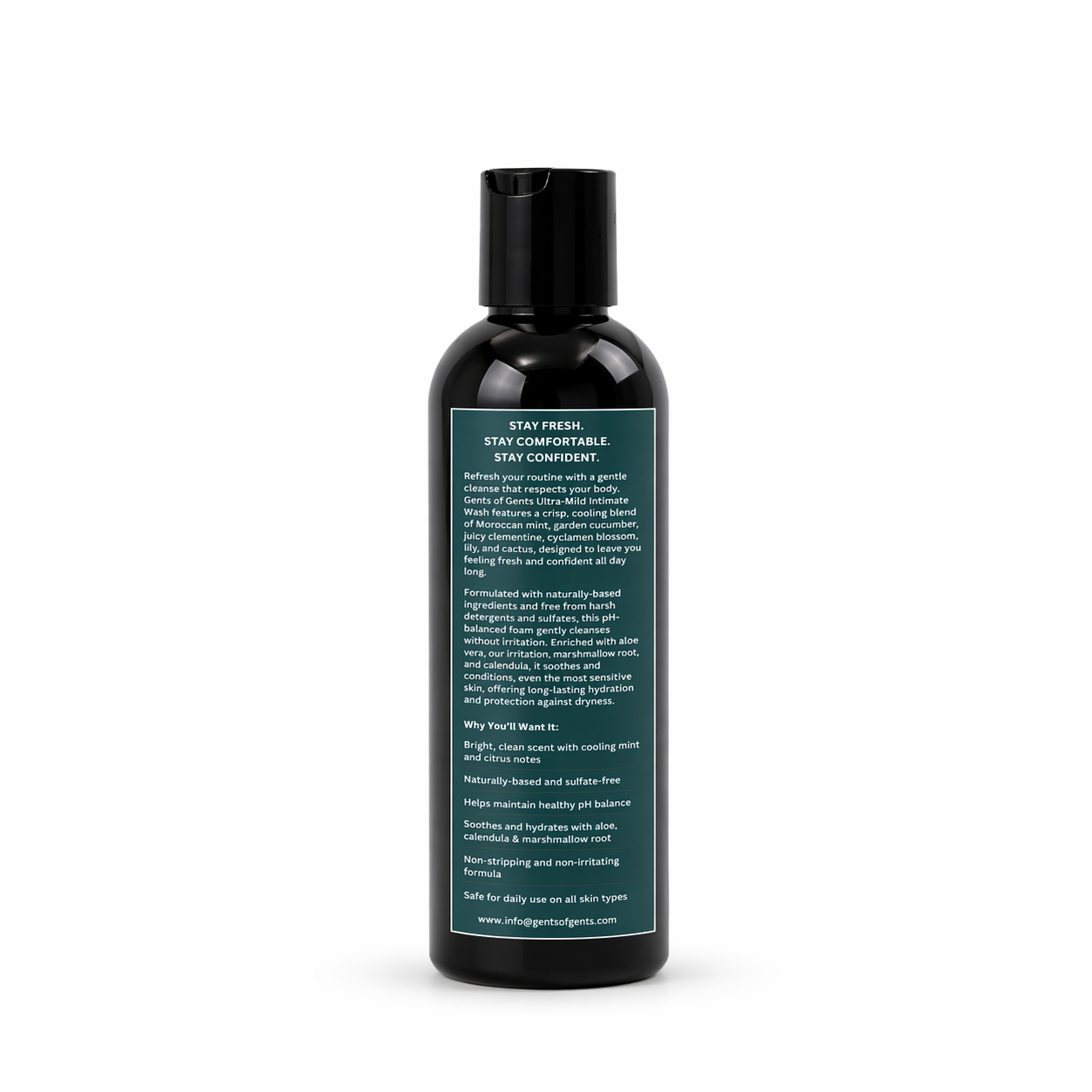 Bottle of Gent's of Gent’s Ultra-Mild Intimate Wash with Moroccan Mint 