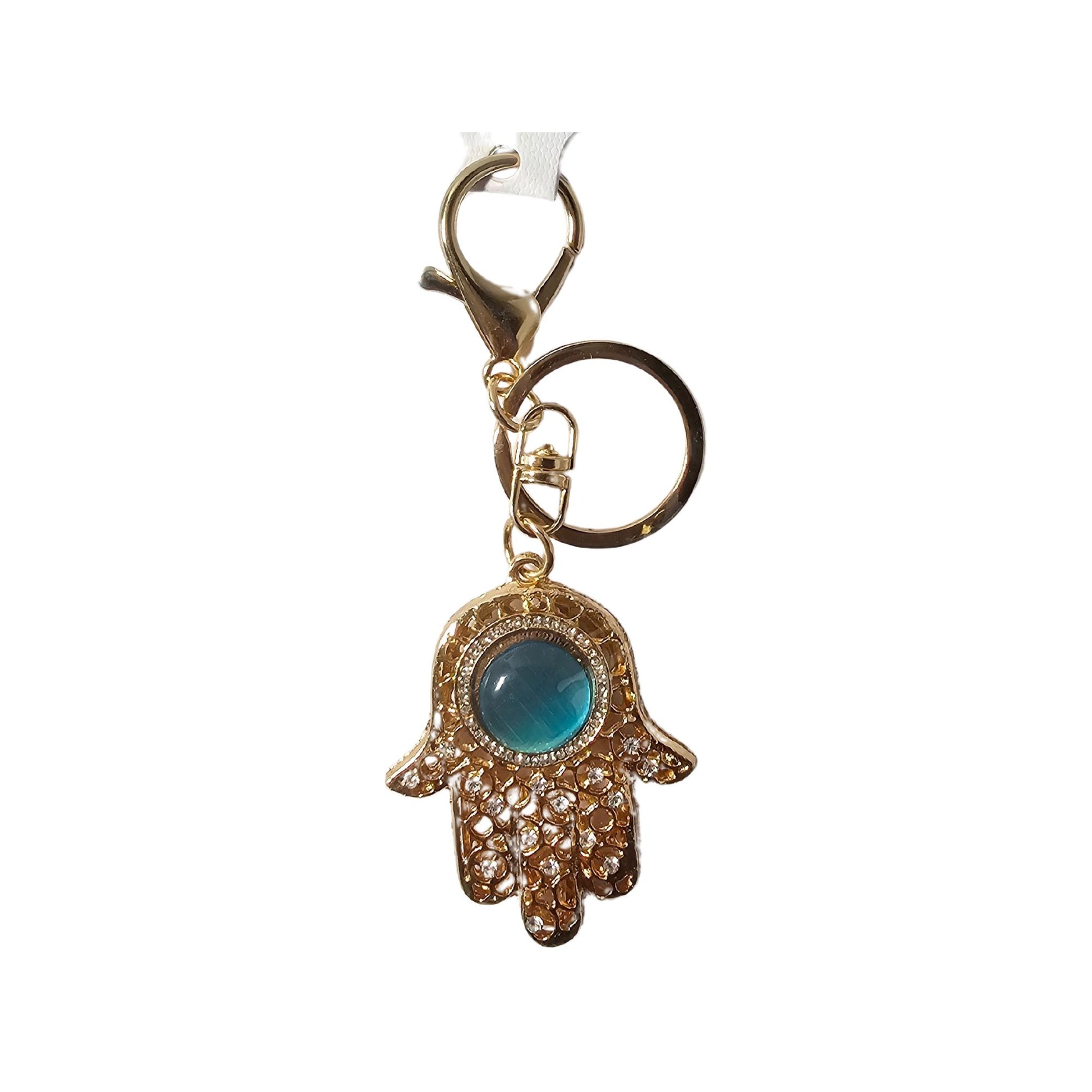 Hasma Hand with Blue Stone Keychain