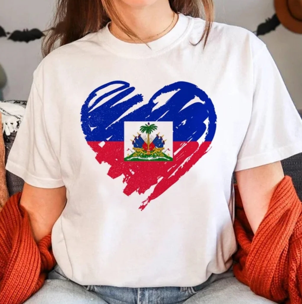 Woman Haiti Paint Heart T-Shirt