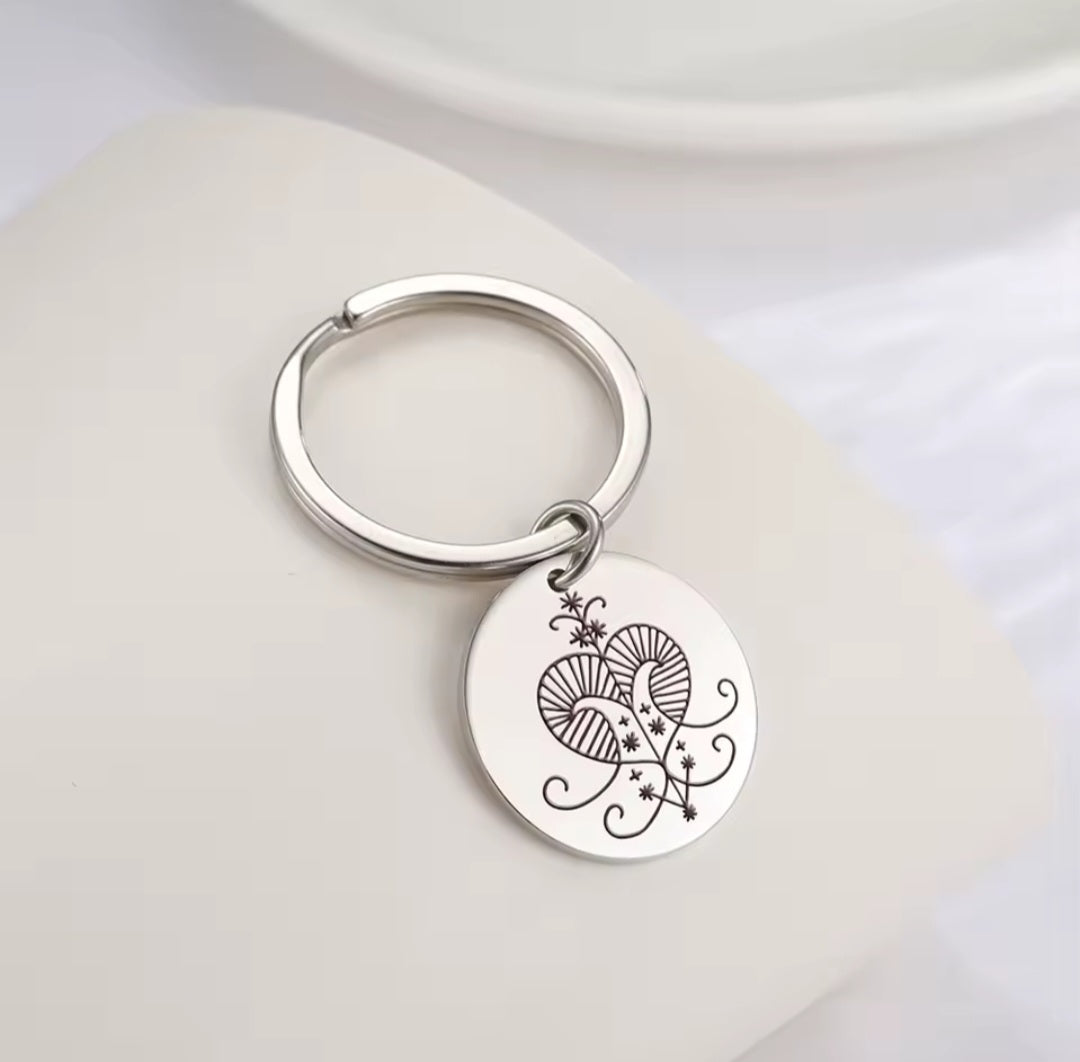 Silver Erzulie Freda Veve Keychain
