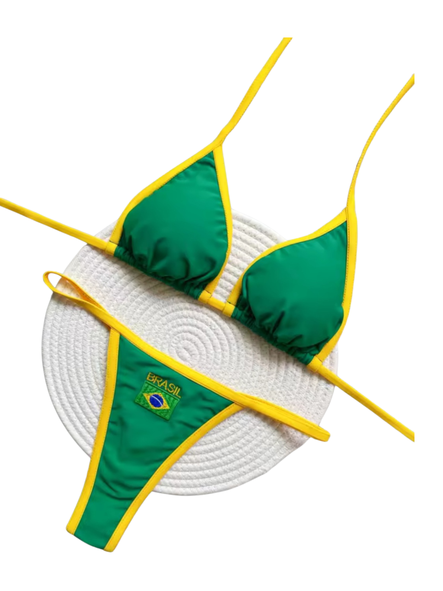 Brazilian G-String Thong Bikini Swimsuit Green & Yellow