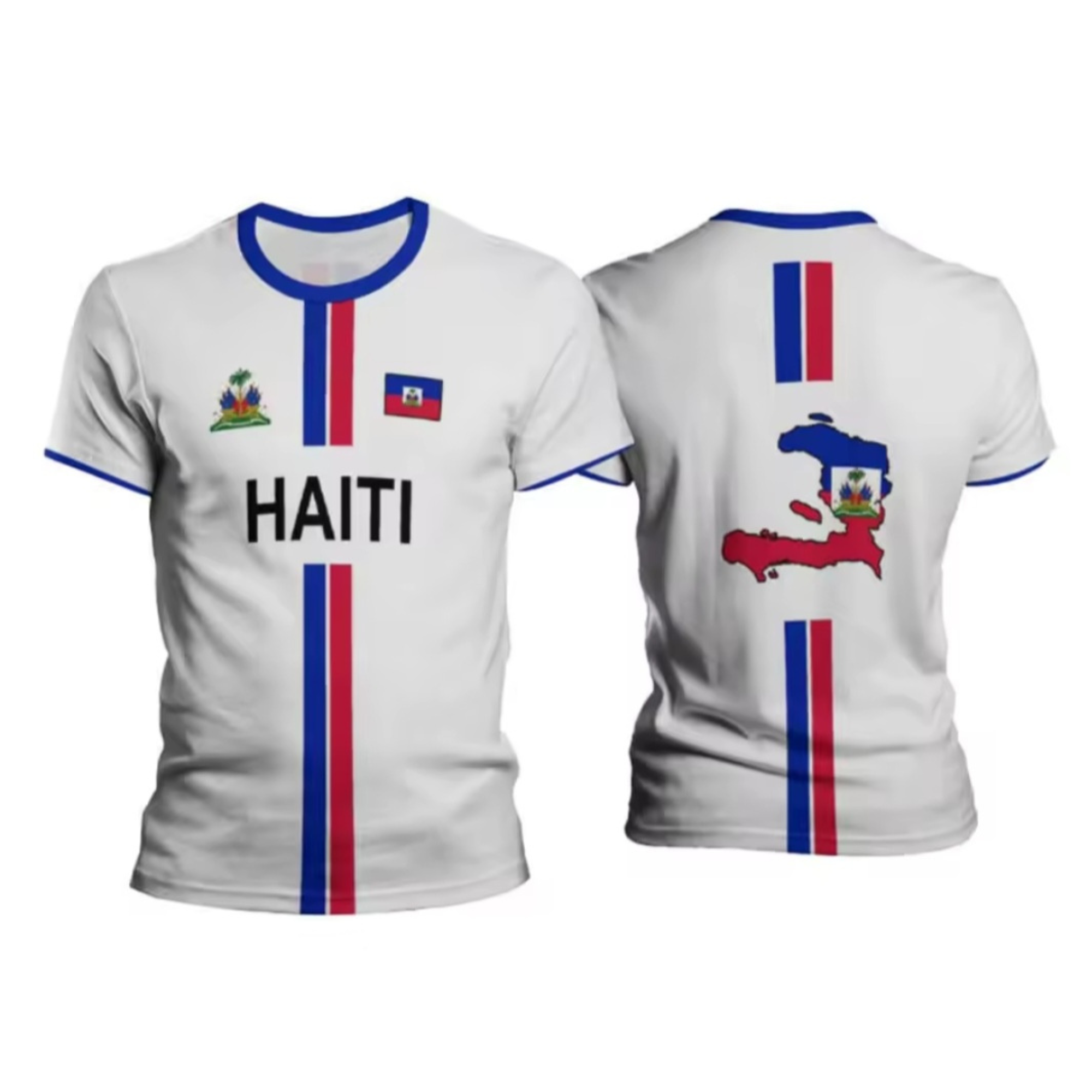 Haiti Flag Map Graphic White Unisex T-Shirt