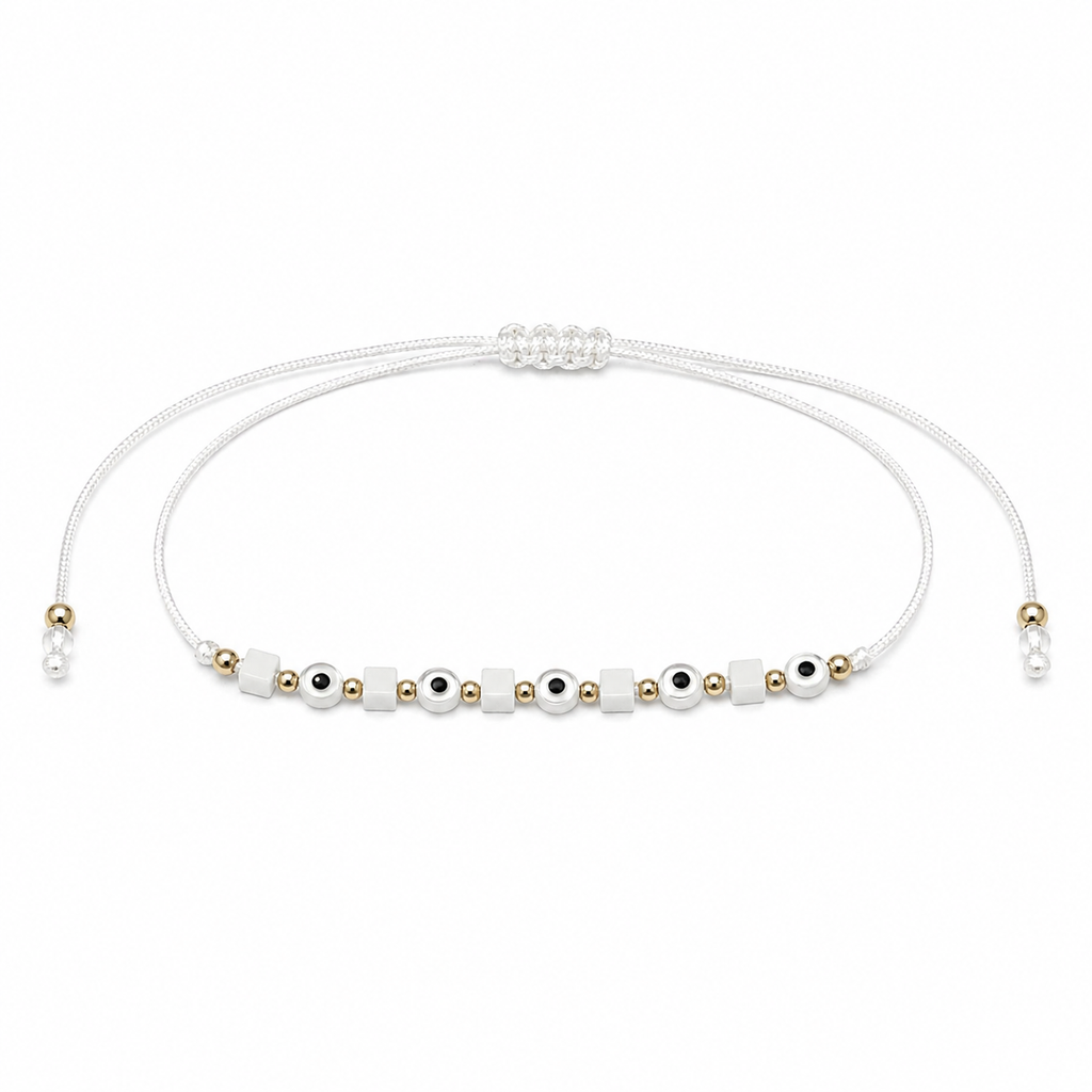 Necklace with small beads on a white background