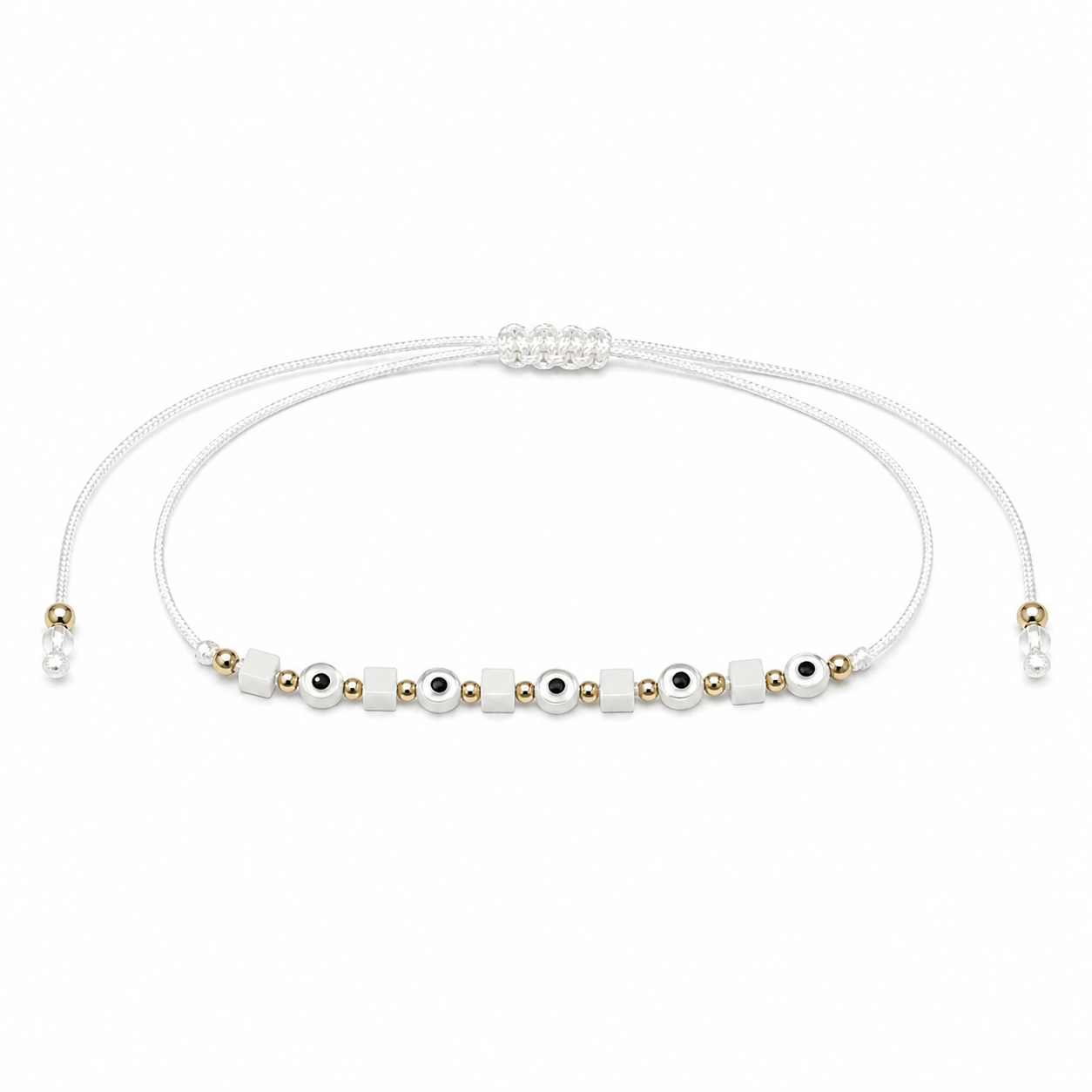 Necklace with small beads on a white background