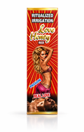 Product packaging with 'Love Honey' branding and sexual themes on a red background