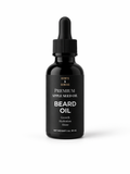 Black beard oil bottle with dropper on a white background