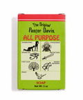 The Original Pastor Davis All Purpose Soap in a rectangular green box with a red top band, featuring black and red text and six black line-art icons on a cream panel.