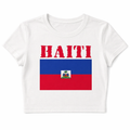 White t-shirt with Haiti text and flag design on a white background