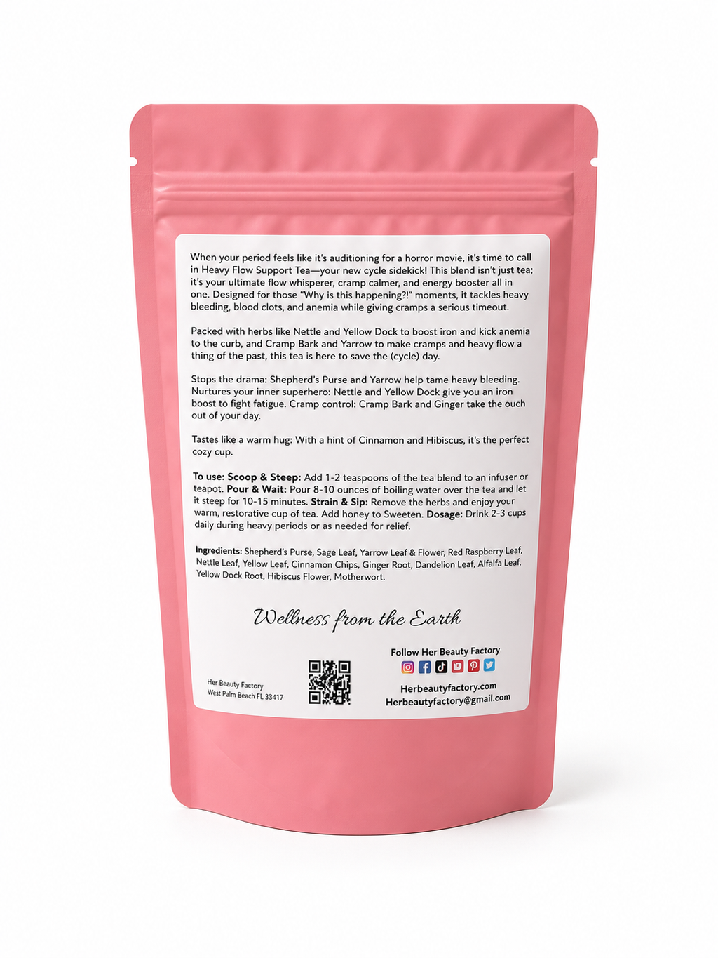 Pink package with text on a white background