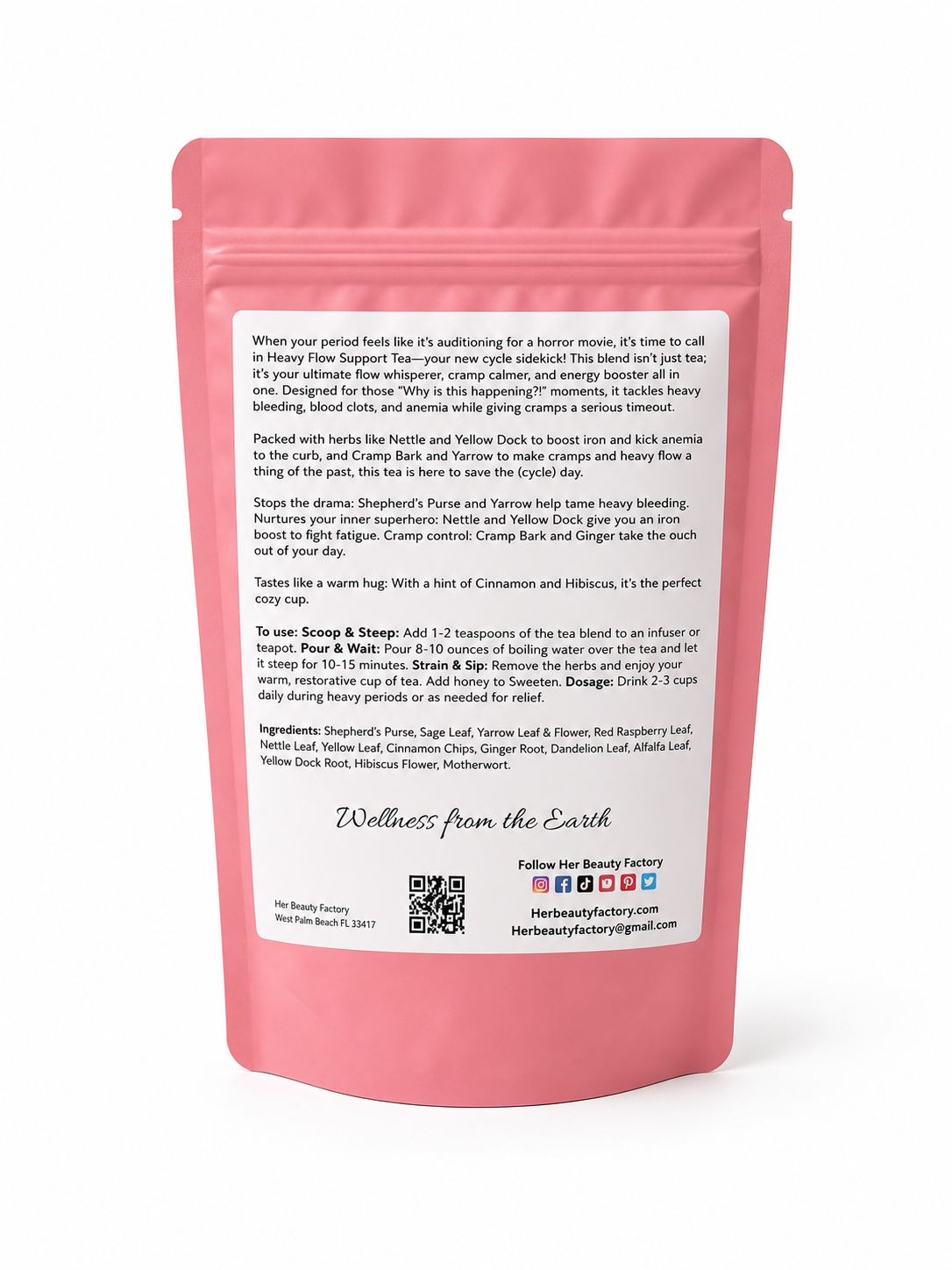 Pink package with text on a white background