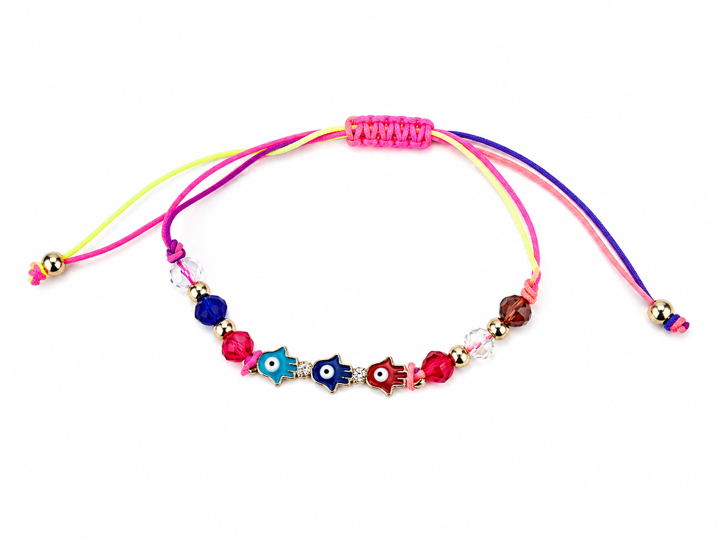 Colorful beaded bracelet with star-shaped beads on a white background