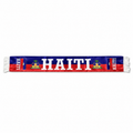 Haiti-themed scarf with national colors and emblem on a white background