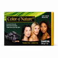 Color of Nature Quad-Milled Beauty Soap in Coconut Charcoal scent, in a 200g box. The packaging features a dark green and black design with yellow accents, a charcoal pile graphic, and three model portraits showing different skin tones.