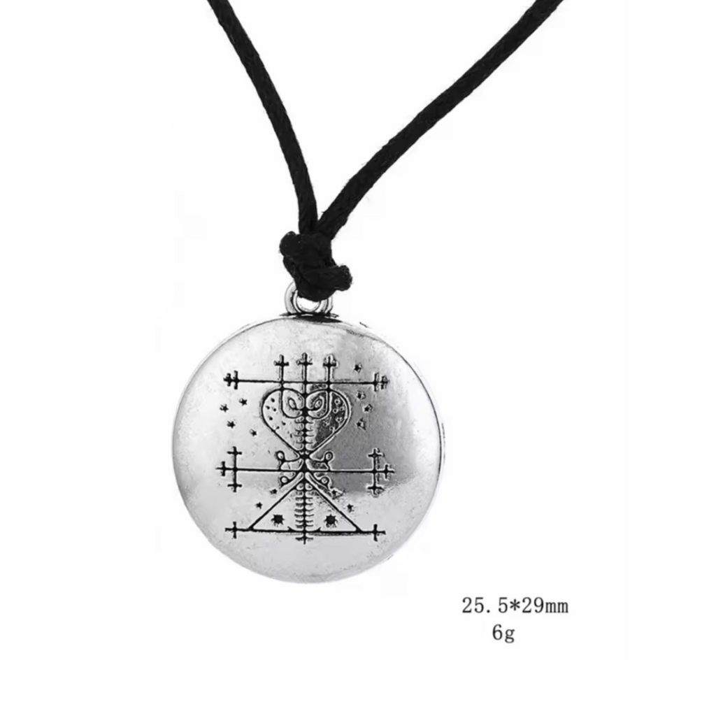 Silver Mama Brigitte  Pendant Black Corded Necklace