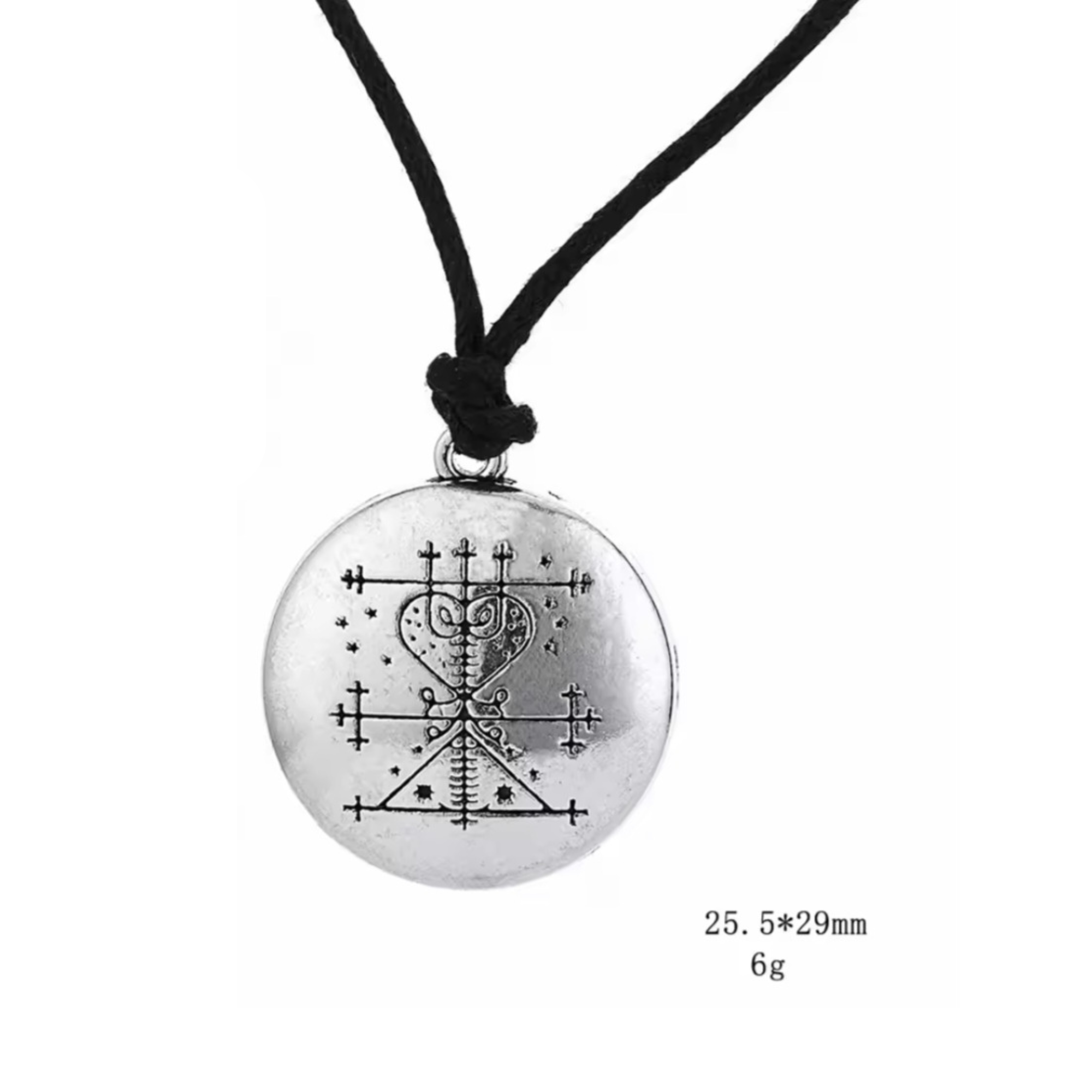 Silver Mama Brigitte  Pendant Black Corded Necklace