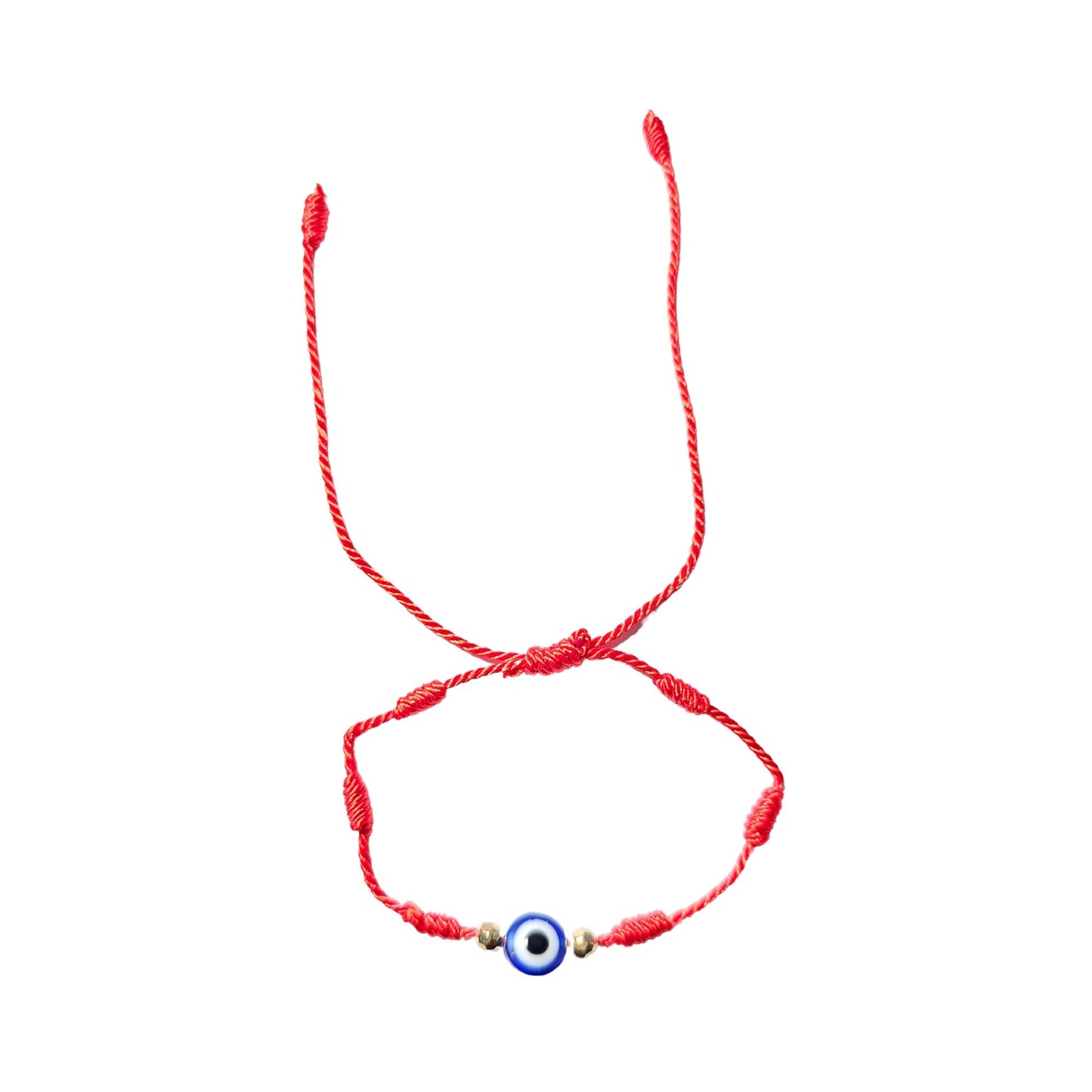 Turkish Blue Evil Eye 7 Knot Red Adjustable String Bracelet