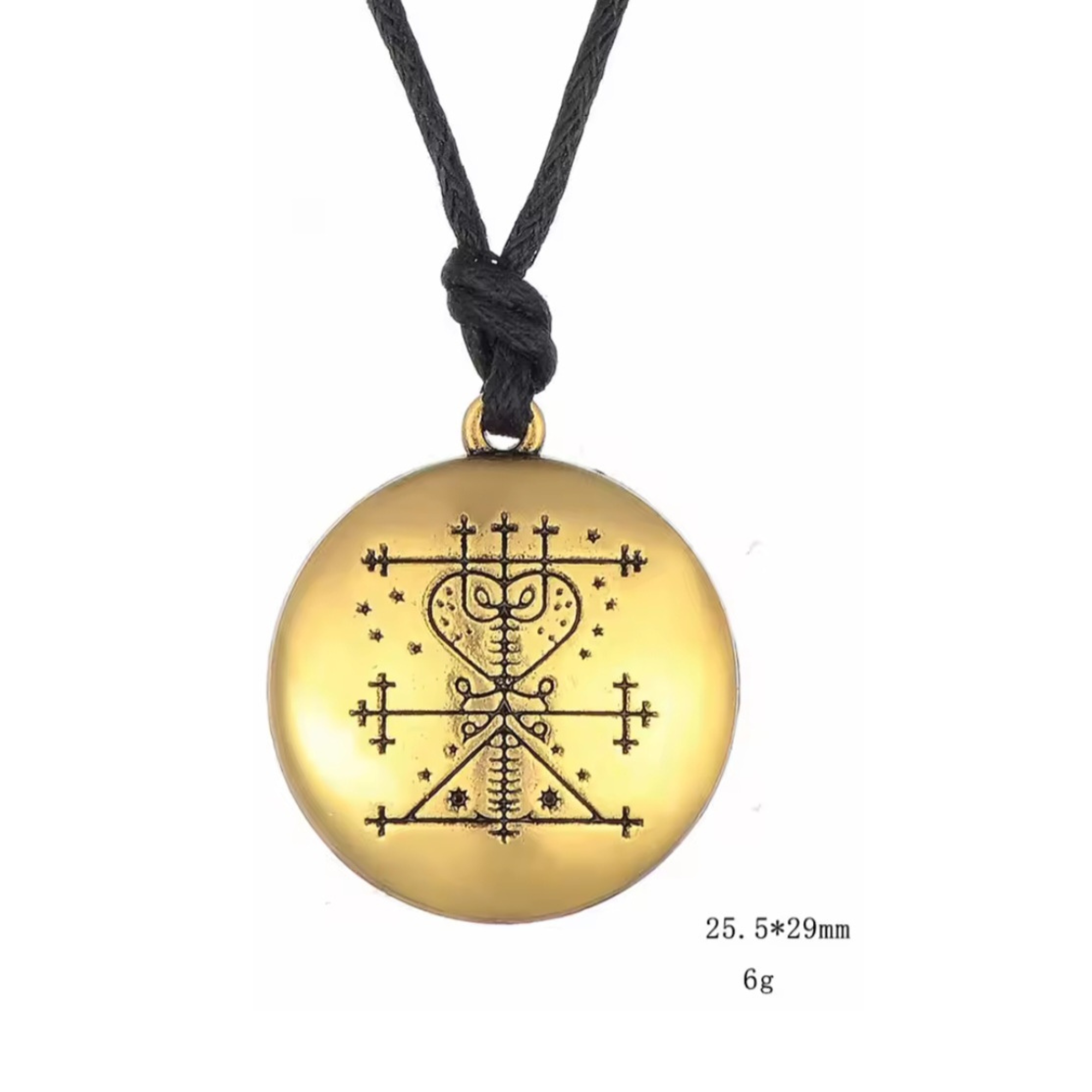 Gold Mama Brigitte Pendant Black Corded Necklace