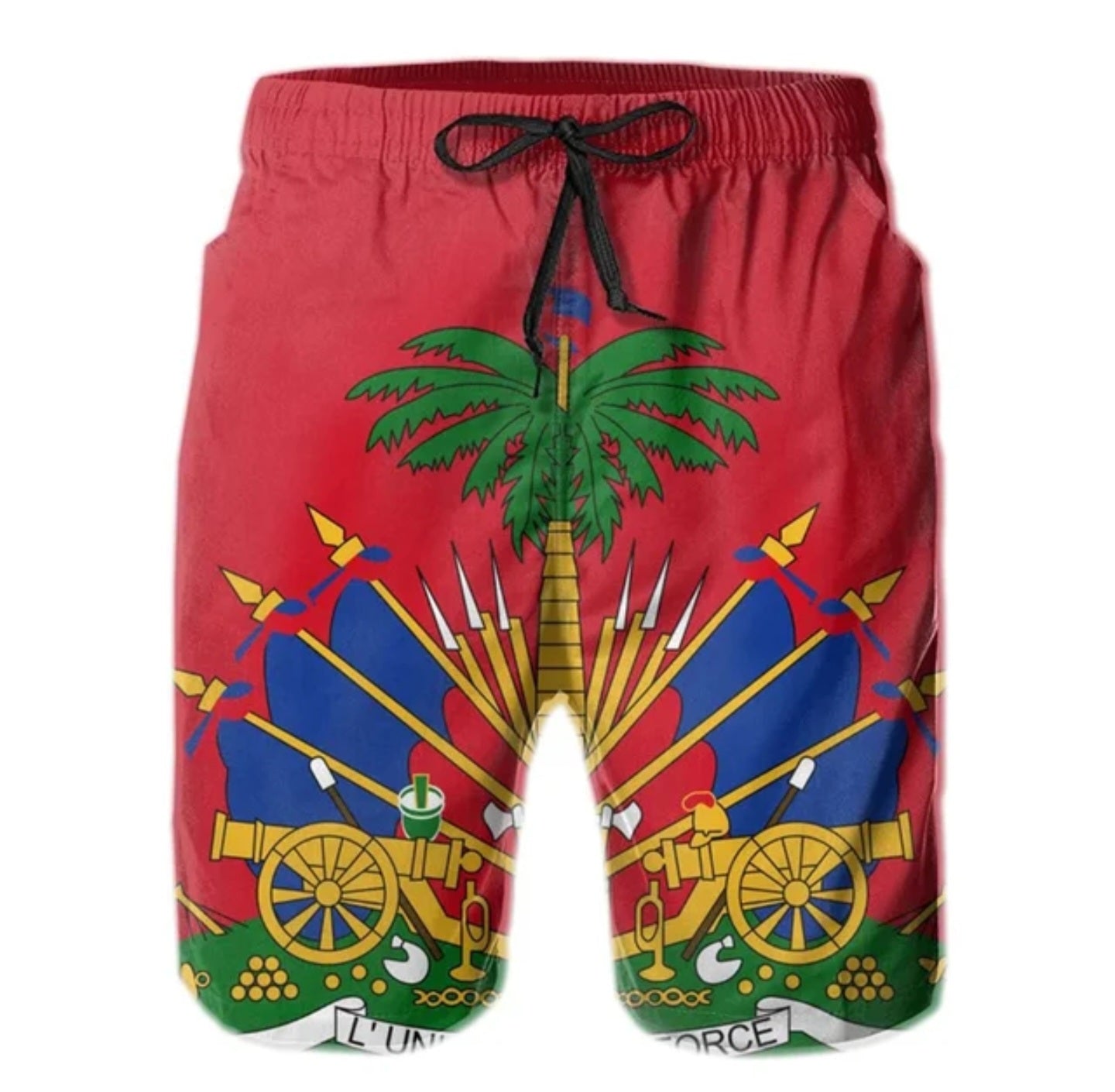 Red 3D Print Men's Haiti Flag Shorts