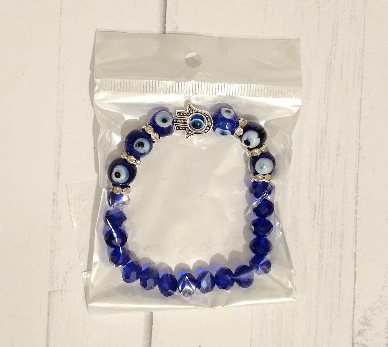 Lucky Eye, Blue Evil Eye Bead Bracelet, Hand Of Fatima Eye