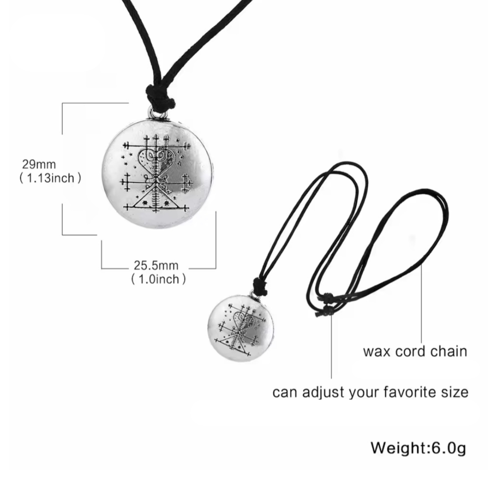 Silver Mama Brigitte  Pendant Black Corded Necklace