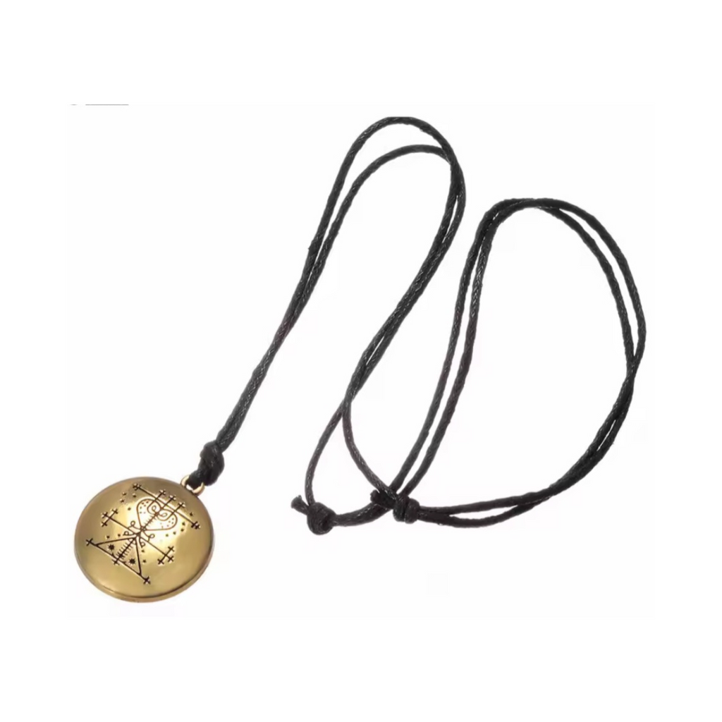 Gold Mama Brigitte  Pendant Black Corded Necklace