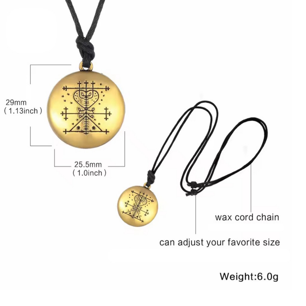 Gold Mama Brigitte Pendant Black Corded Necklace