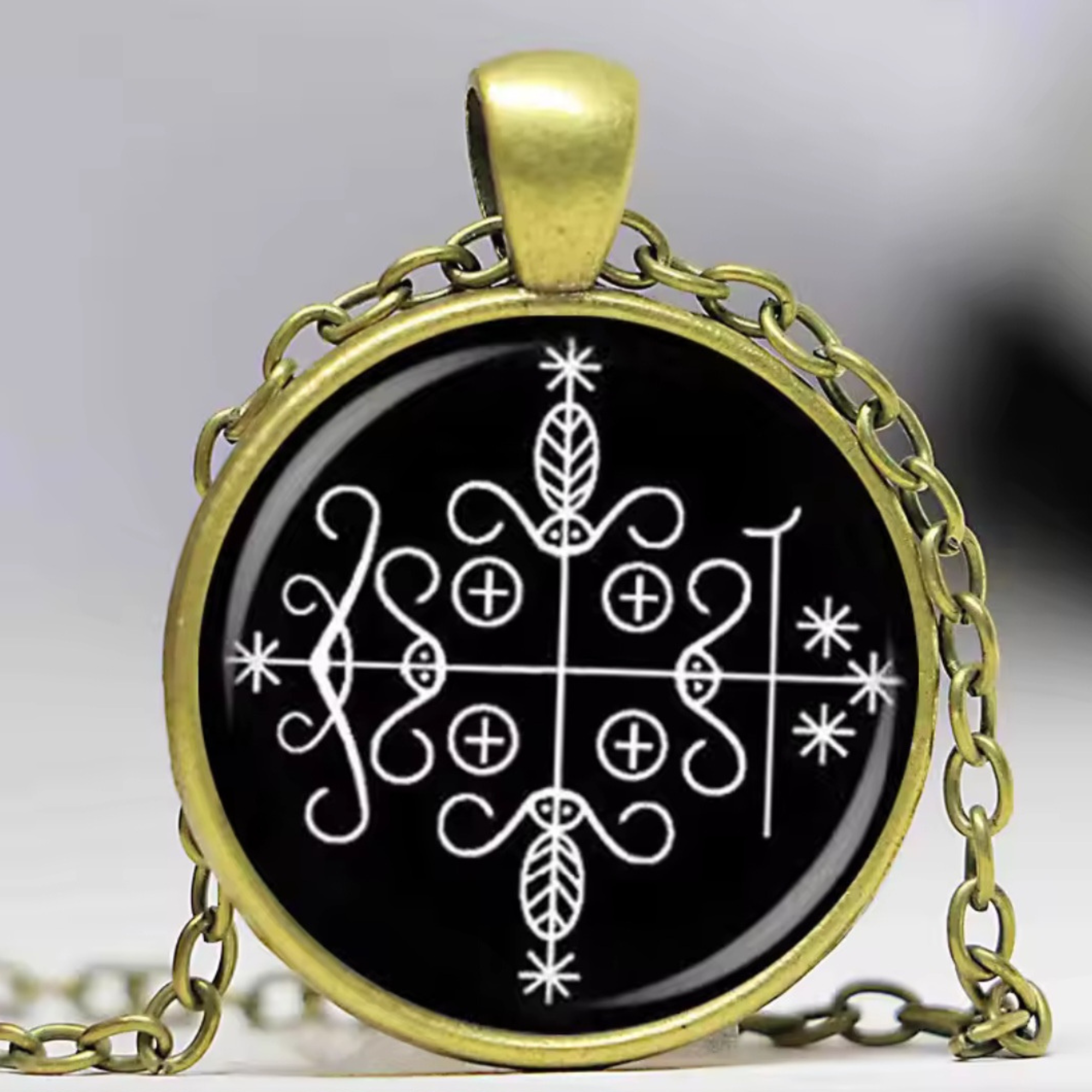 Papa Legba Glass Cabochon Pendant Necklace