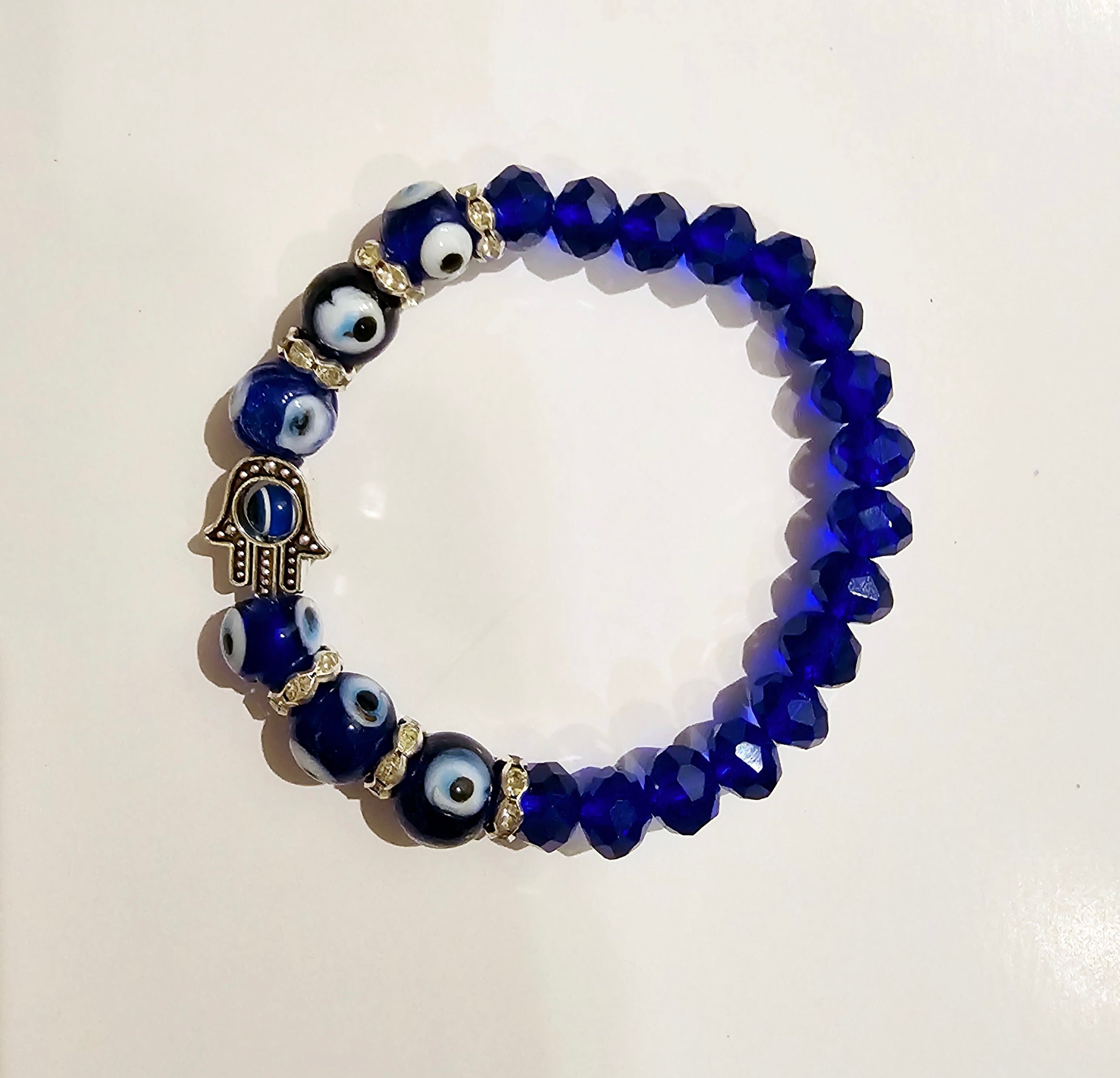 Lucky Eye, Blue Evil Eye Bead Bracelet, Hand Of Fatima Eye